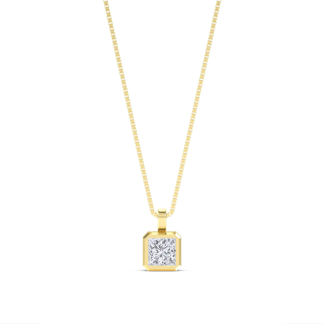 Princess Cut Bezel Solitaire Lab Grown Diamond Pendant - image 1