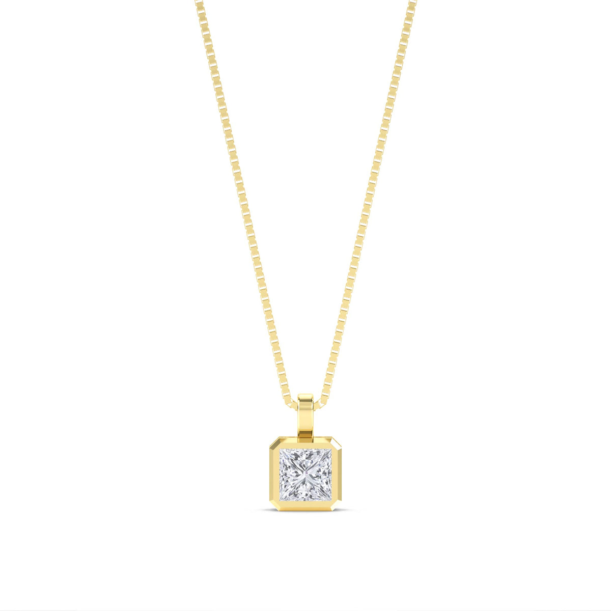Princess Cut Bezel Solitaire Lab Grown Diamond Pendant - image 1