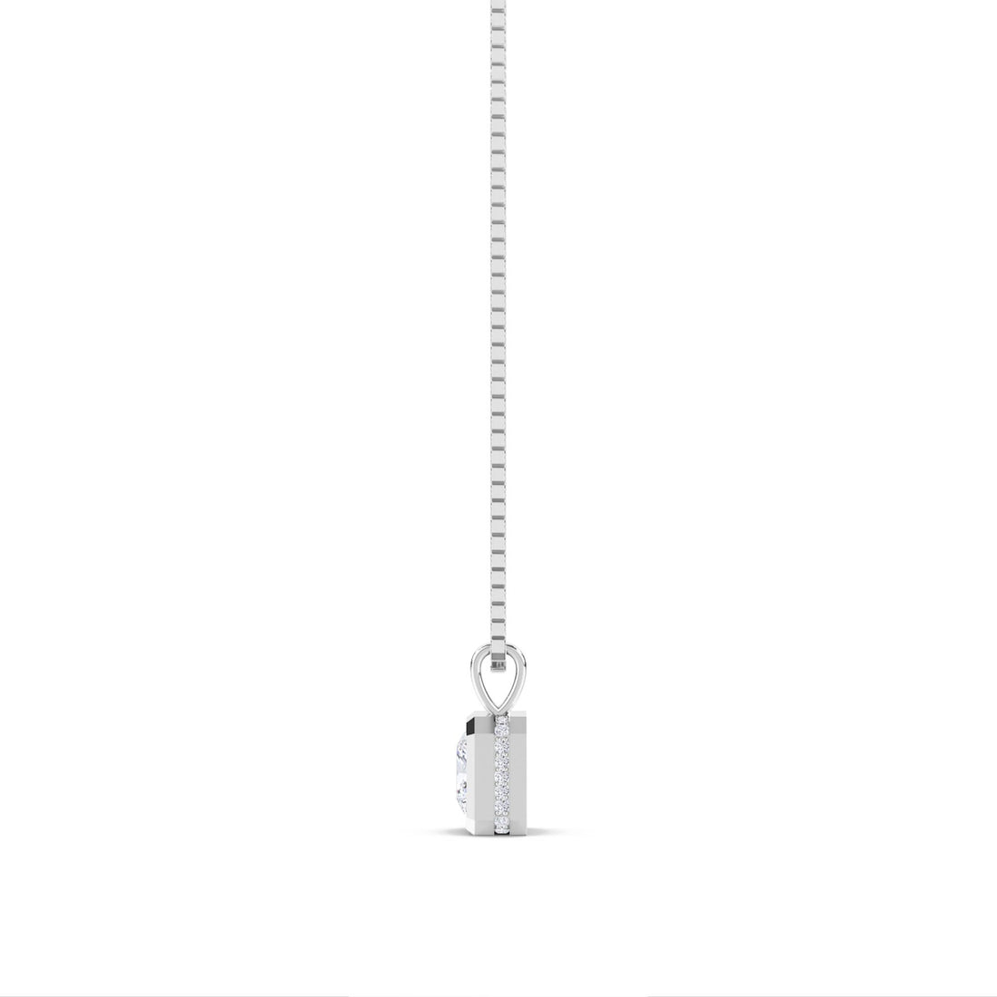 Princess Cut Bezel Solitaire Lab Grown Diamond Pendant (Silver)
