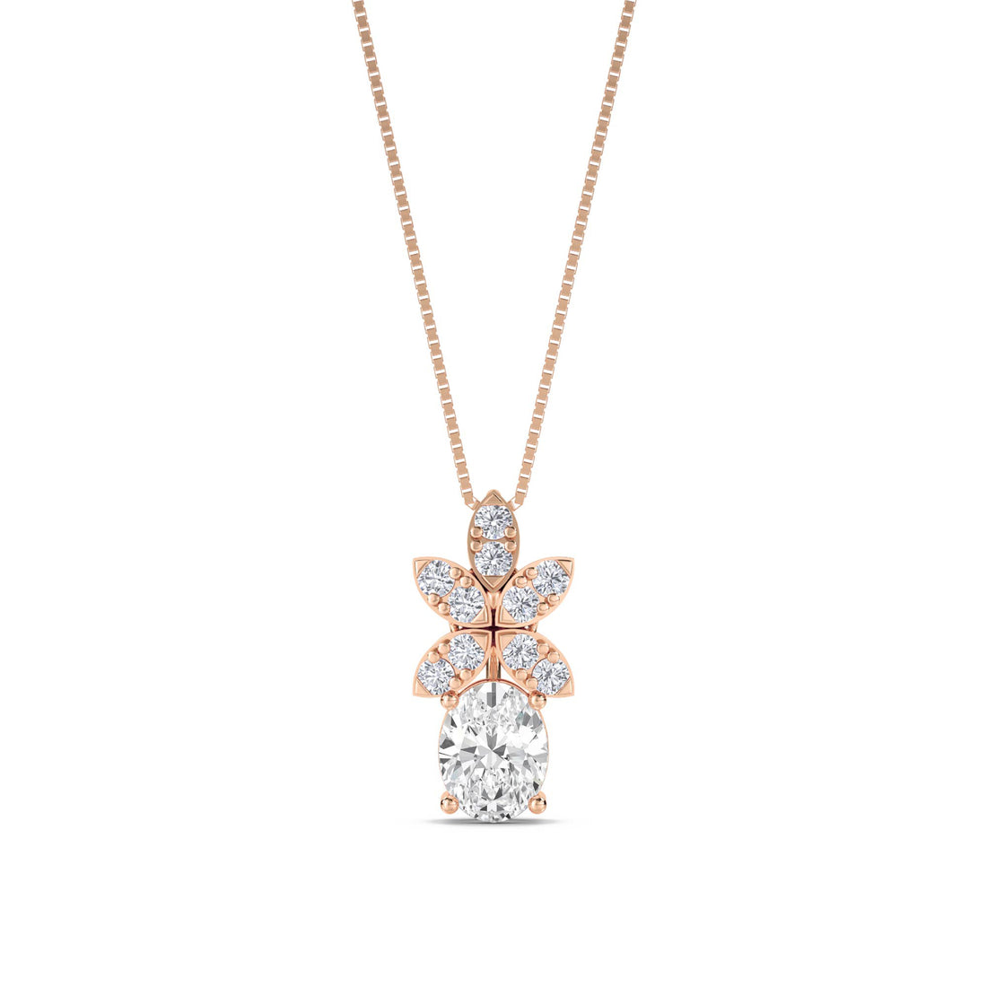 Oval Diamond Floral Cluster Lab Grown Diamond Pendant