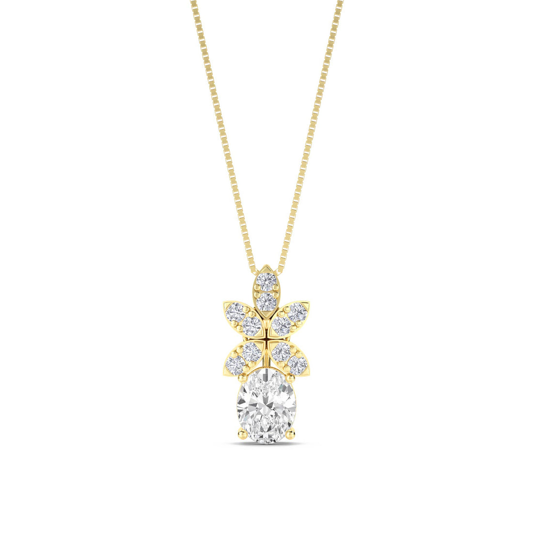Oval Diamond Floral Cluster Lab Grown Diamond Pendant - image 1