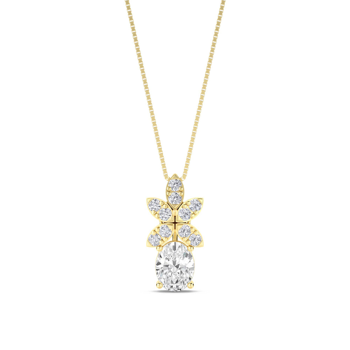 Oval Diamond Floral Cluster Lab Grown Diamond Pendant - image 1