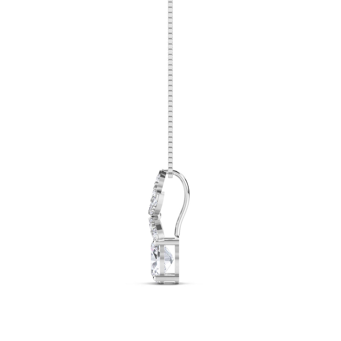 Oval Diamond Floral Cluster Lab Grown Diamond Pendant (Silver)