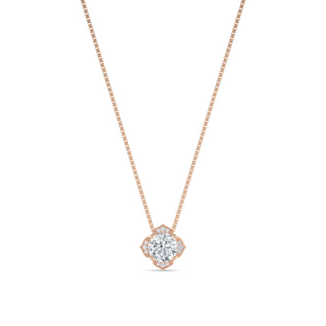 Round Cut Vintage Floral Halo Lab Grown Diamond Pendant
