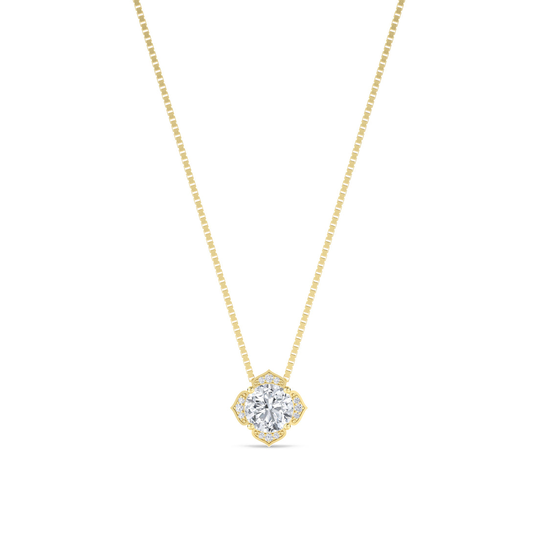 Round Cut Vintage Floral Halo Lab Grown Diamond Pendant - image 1