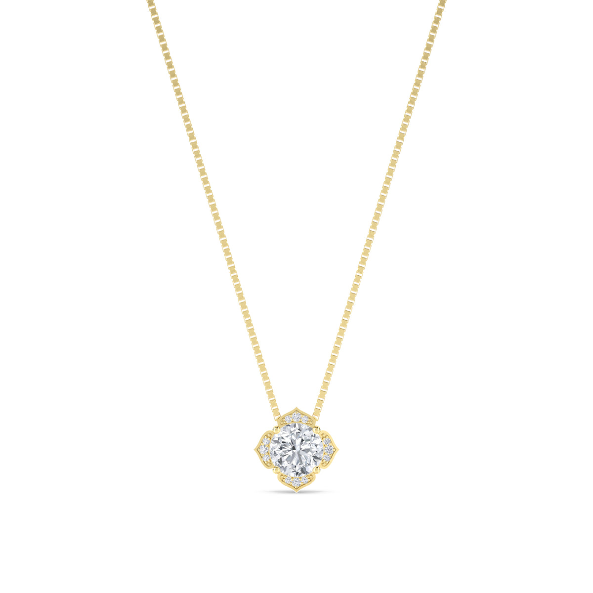 Round Cut Vintage Floral Halo Lab Grown Diamond Pendant - image 1