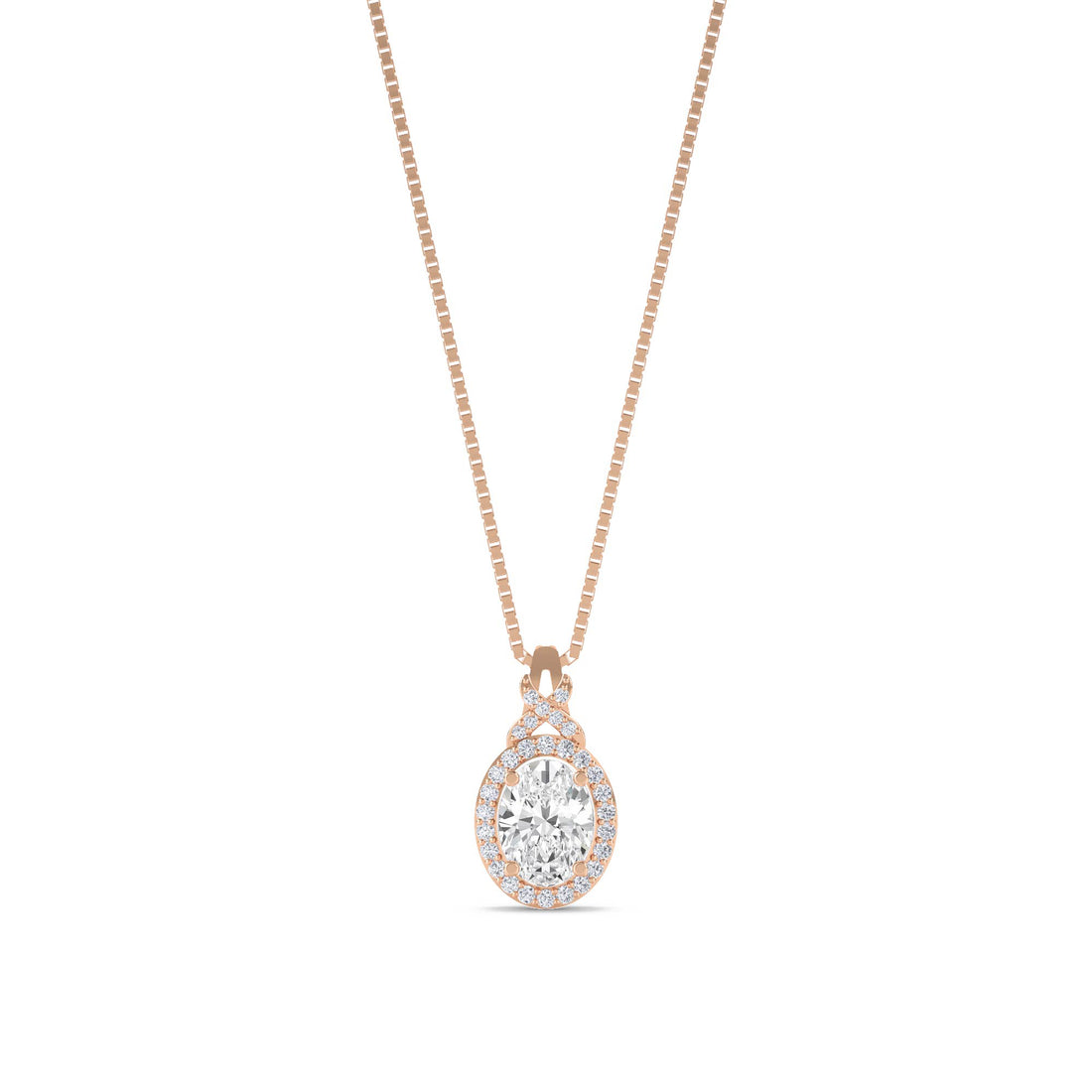 Oval Halo X Bail Lab Grown Diamond Pendant