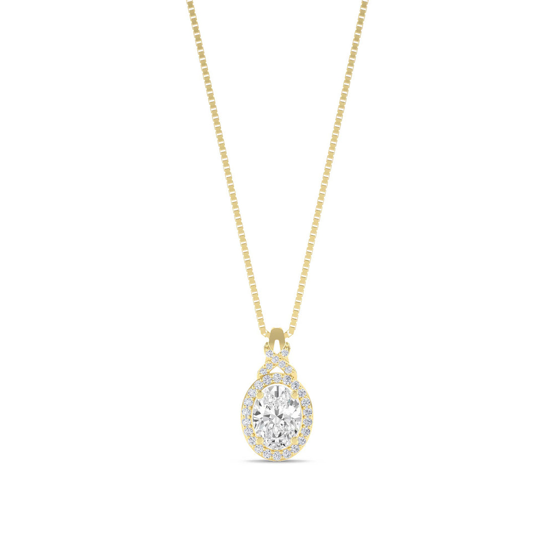 Oval Halo X Bail Lab Grown Diamond Pendant - image 1