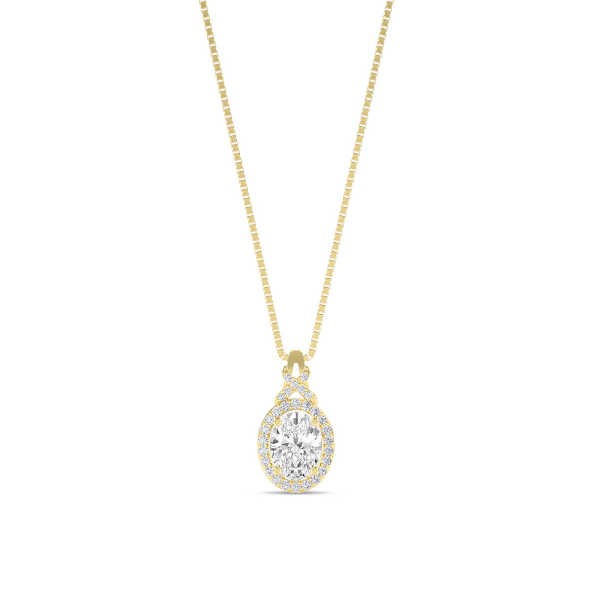 Oval Halo X Bail Lab Grown Diamond Pendant - image 1