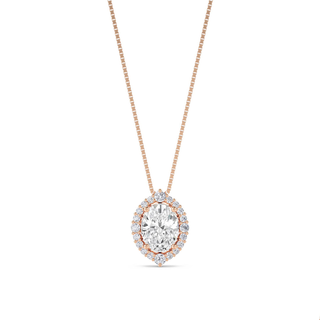 Oval Halo Classic Lab Grown Diamond Pendant