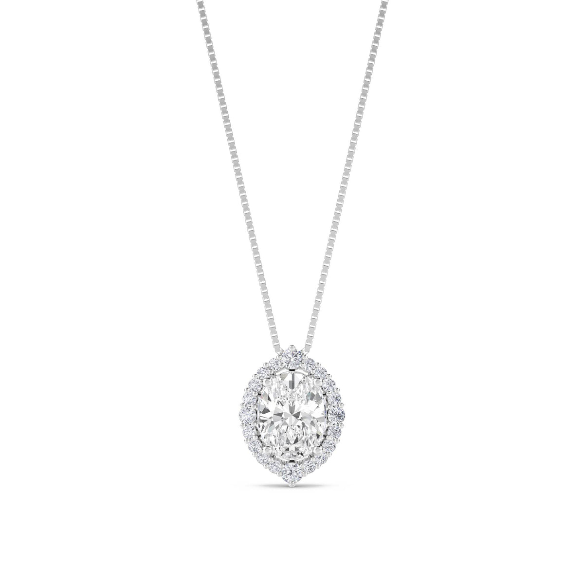 Oval Halo Classic Lab Grown Diamond Pendant (Silver) - image 1