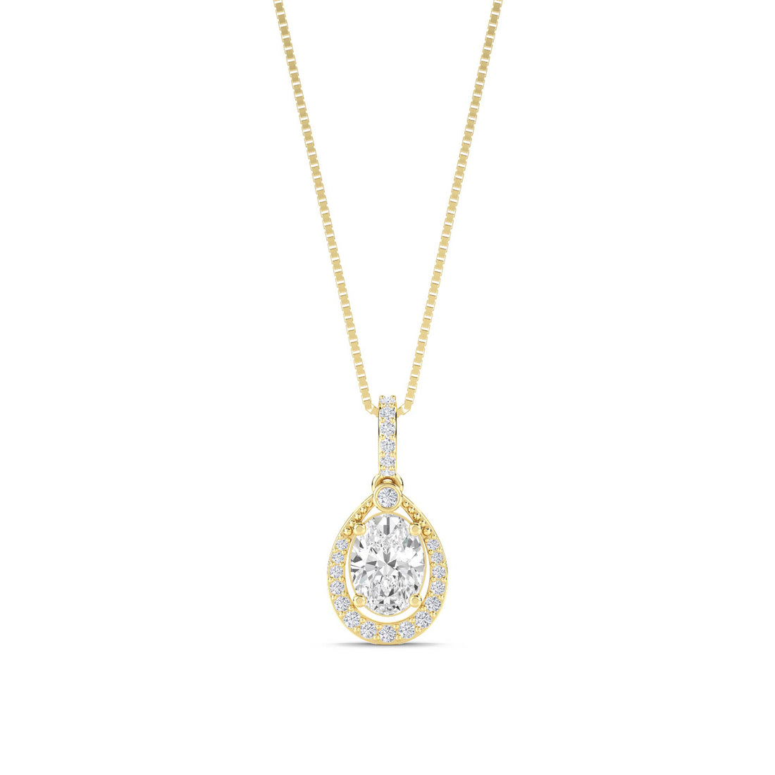 Oval Pear Halo Bezel Accent Lab Grown Diamond Pendant - image 1