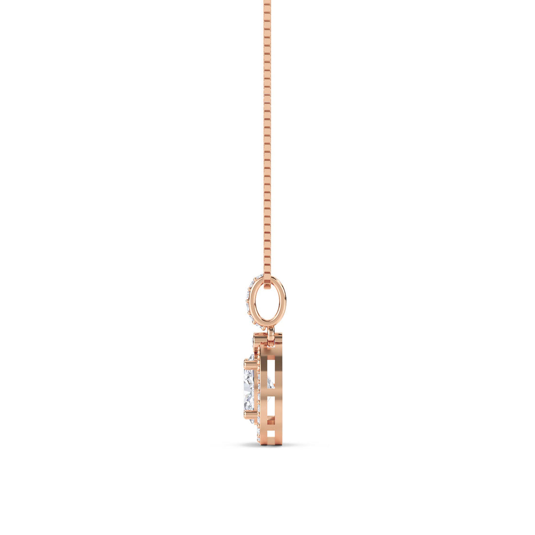 Oval Pear Halo Bezel Accent Lab Grown Diamond Pendant