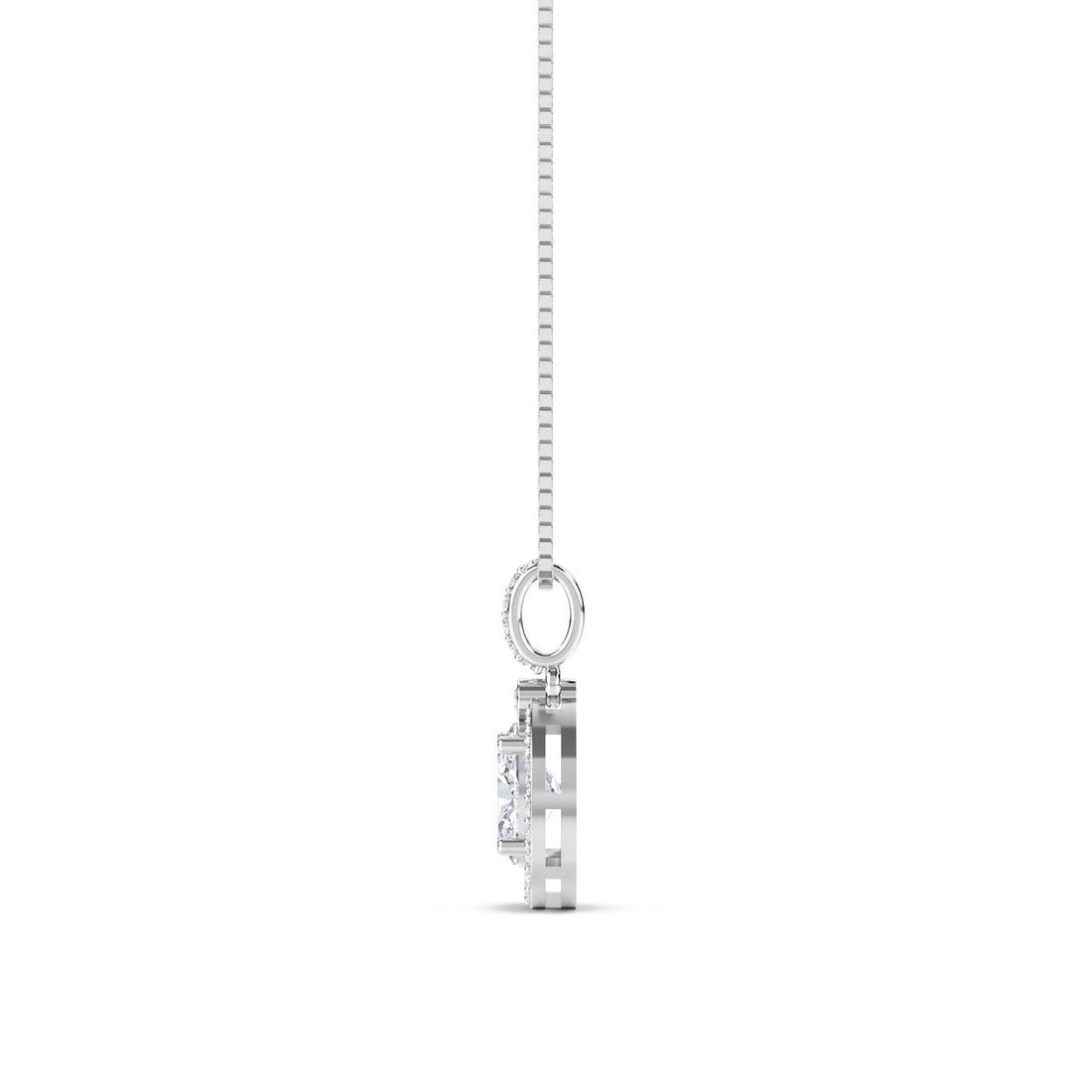 Oval Pear Halo Bezel Accent Lab Grown Diamond Pendant (Silver)