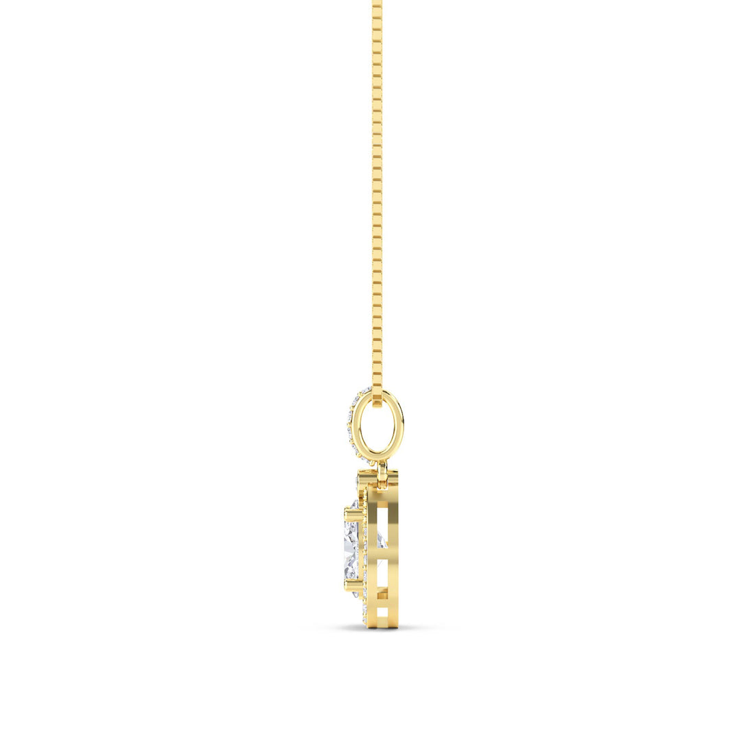 Oval Pear Halo Bezel Accent Lab Grown Diamond Pendant