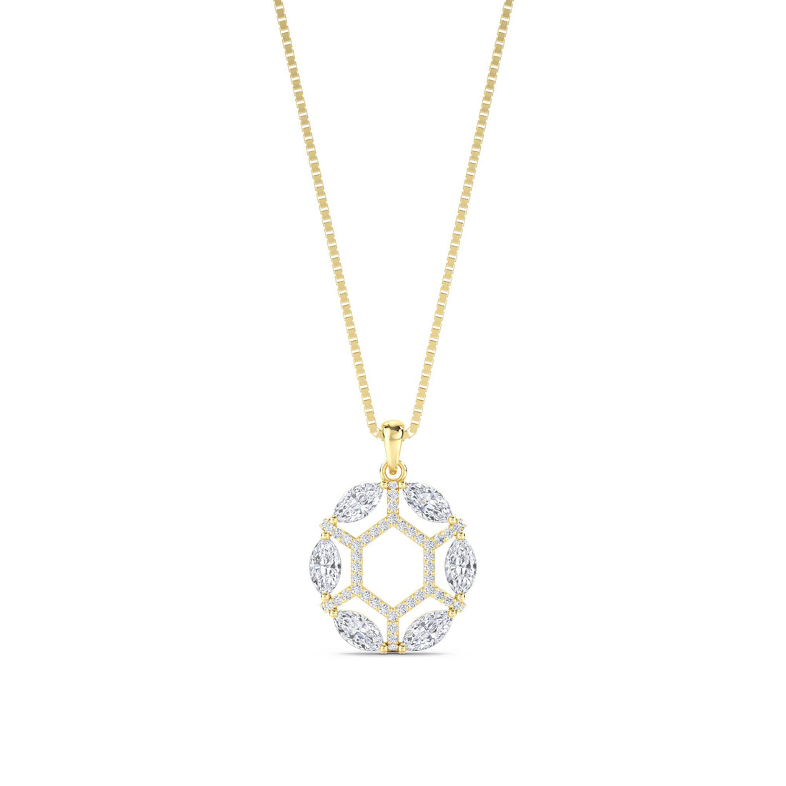Marquise Honeycomb Medallion Lab Grown Diamond Pendant - image 1