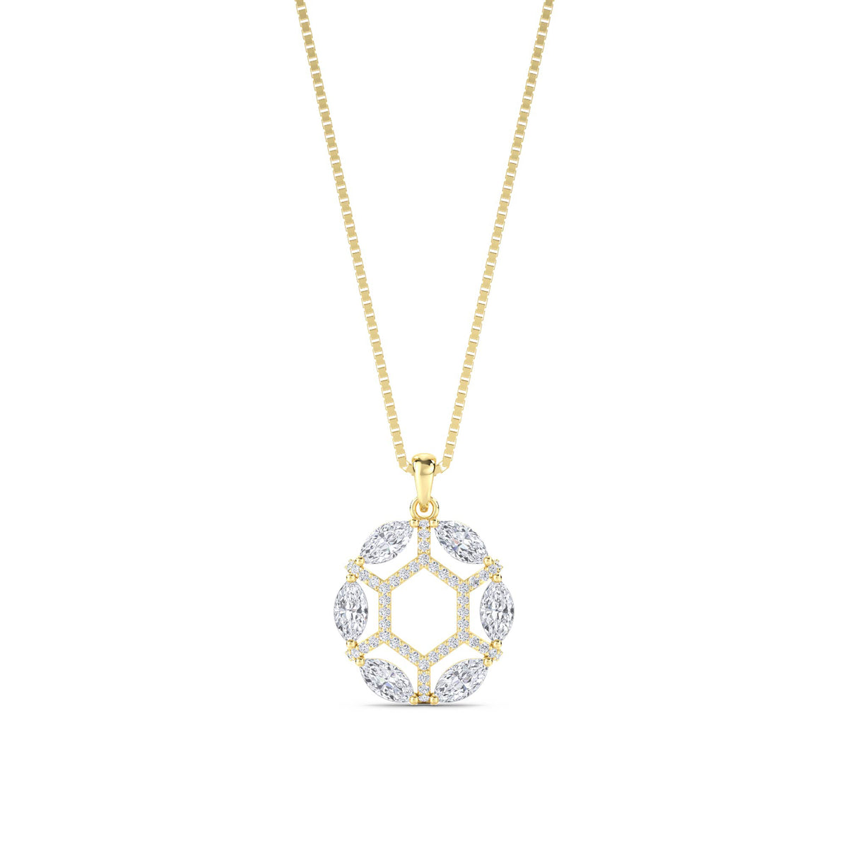 Marquise Honeycomb Medallion Lab Grown Diamond Pendant - image 1