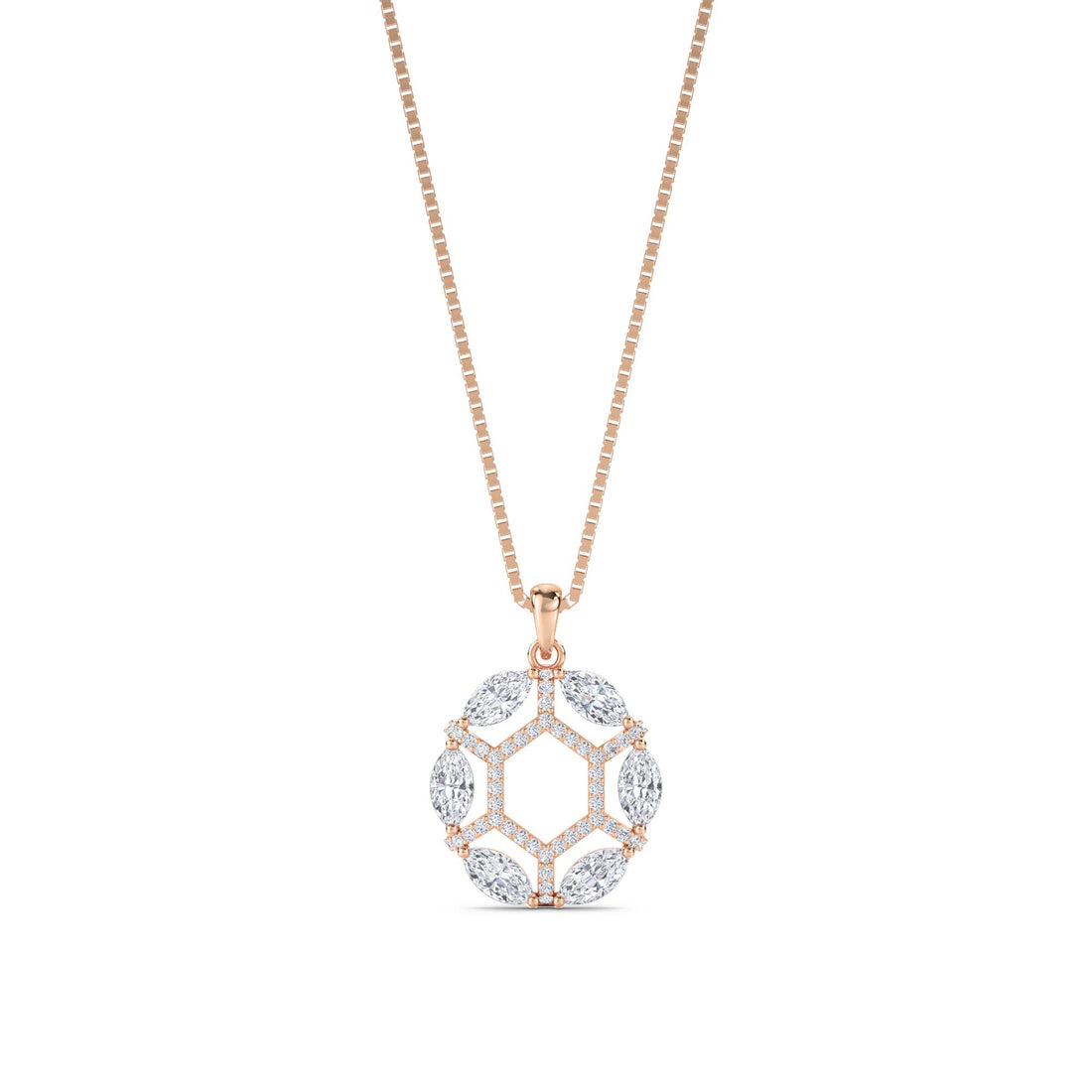 Marquise Honeycomb Medallion Lab Grown Diamond Pendant