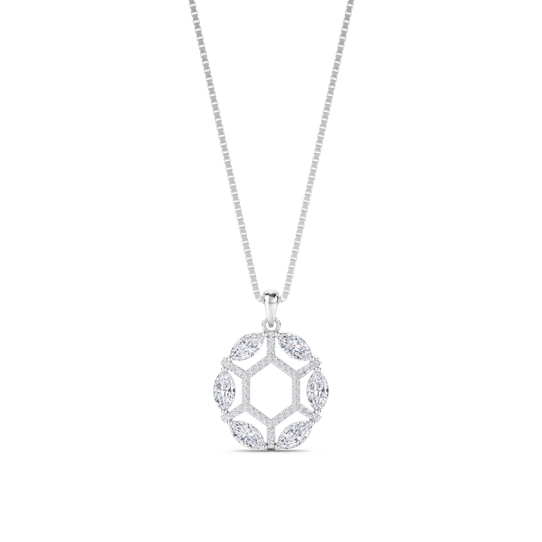 Marquise Honeycomb Medallion Lab Grown Diamond Pendant (Silver) - image 1