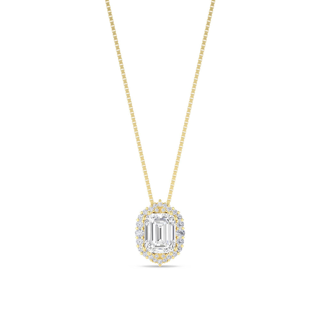 Emerald Cut Rounded Halo Lab Grown Diamond Pendant - image 1