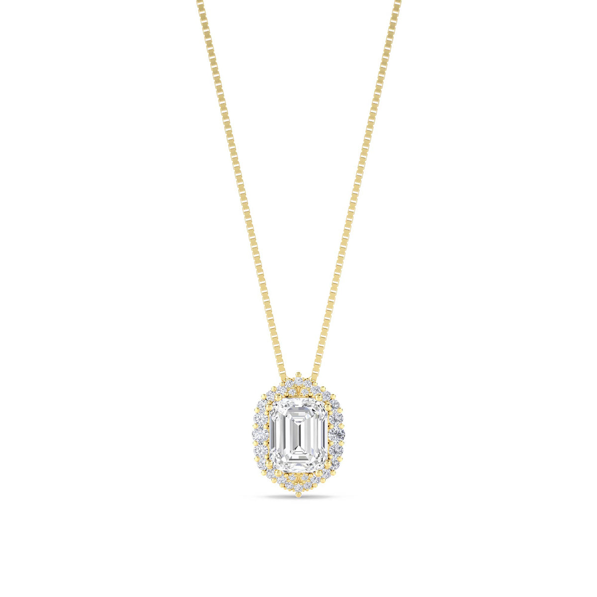 Emerald Cut Rounded Halo Lab Grown Diamond Pendant - image 1
