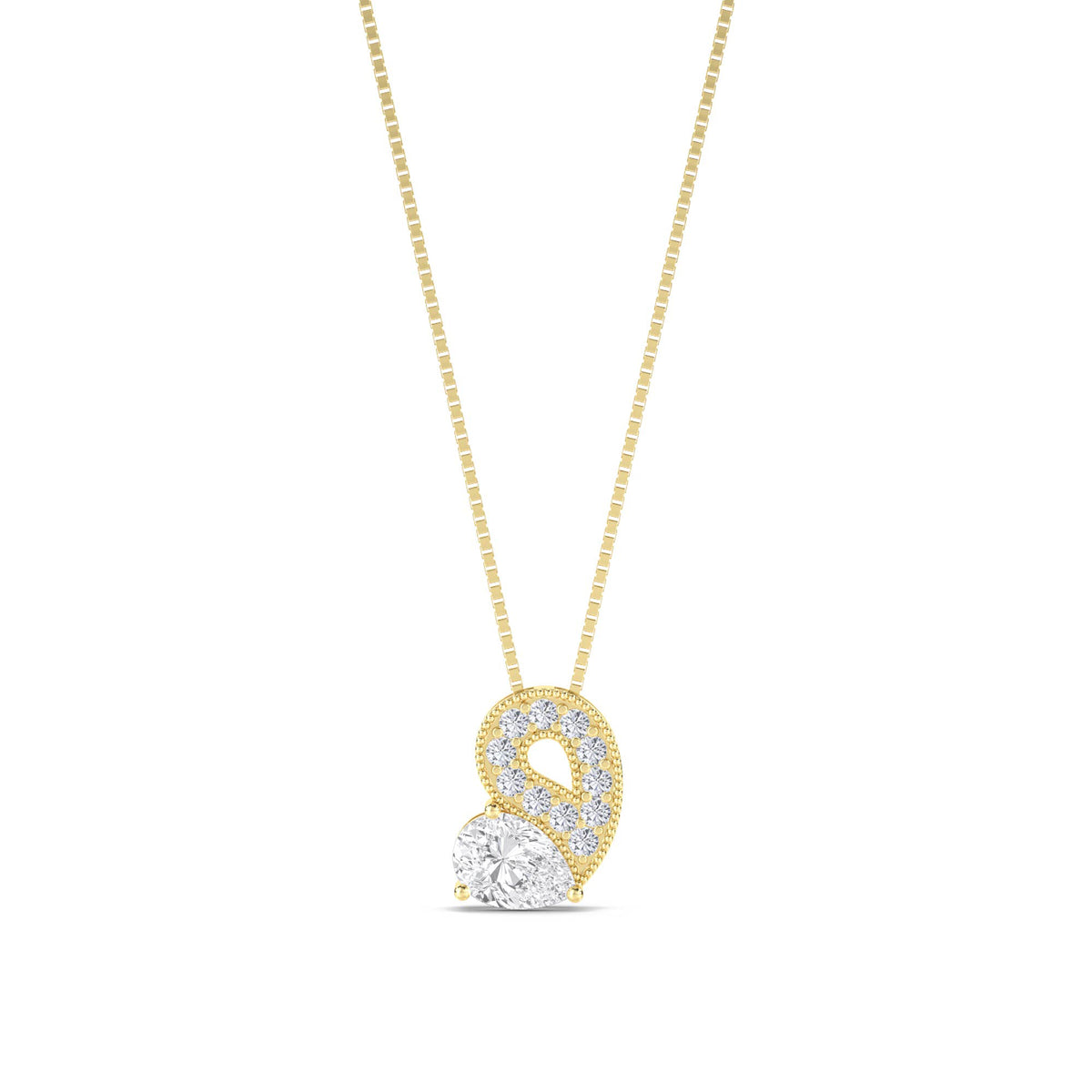 Round Paisley Swirl Lab Grown Diamond Pendant - image 1