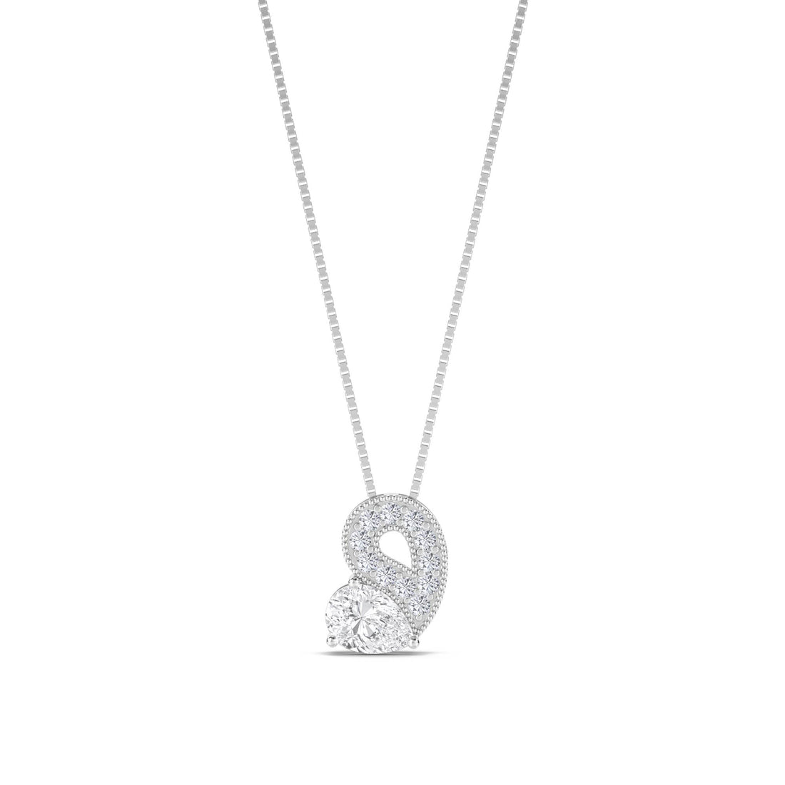 Round Paisley Swirl Lab Grown Diamond Pendant (Silver) - image 1