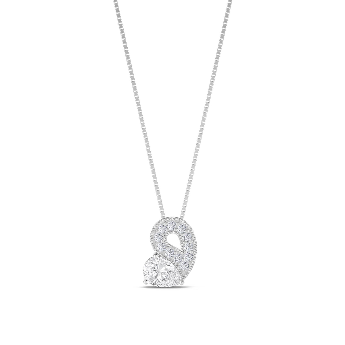 Round Paisley Swirl Lab Grown Diamond Pendant (Silver) - image 1