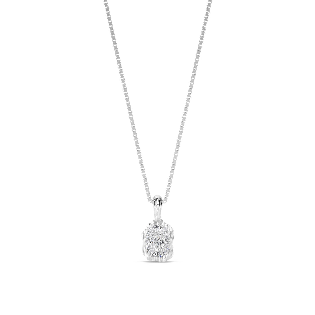 Oval Cluster Organic Bezel Lab Grown Diamond Pendant (Silver) - image 1