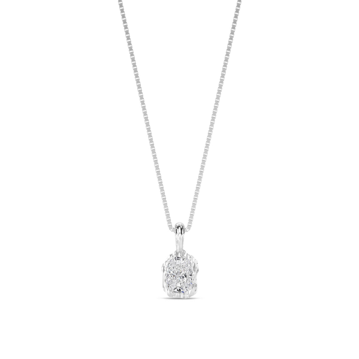 Oval Cluster Organic Bezel Lab Grown Diamond Pendant (Silver) - image 1