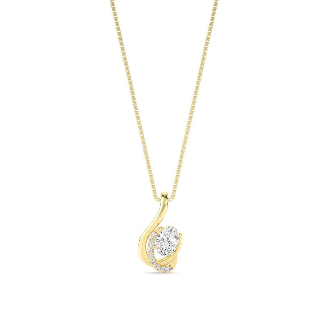 Oval Ribbon Swirl Lab Grown Diamond Pendant - image 1