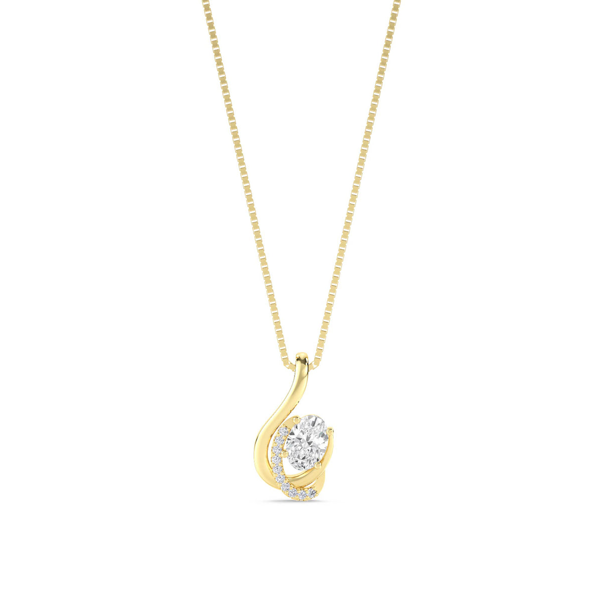 Oval Ribbon Swirl Lab Grown Diamond Pendant - image 1