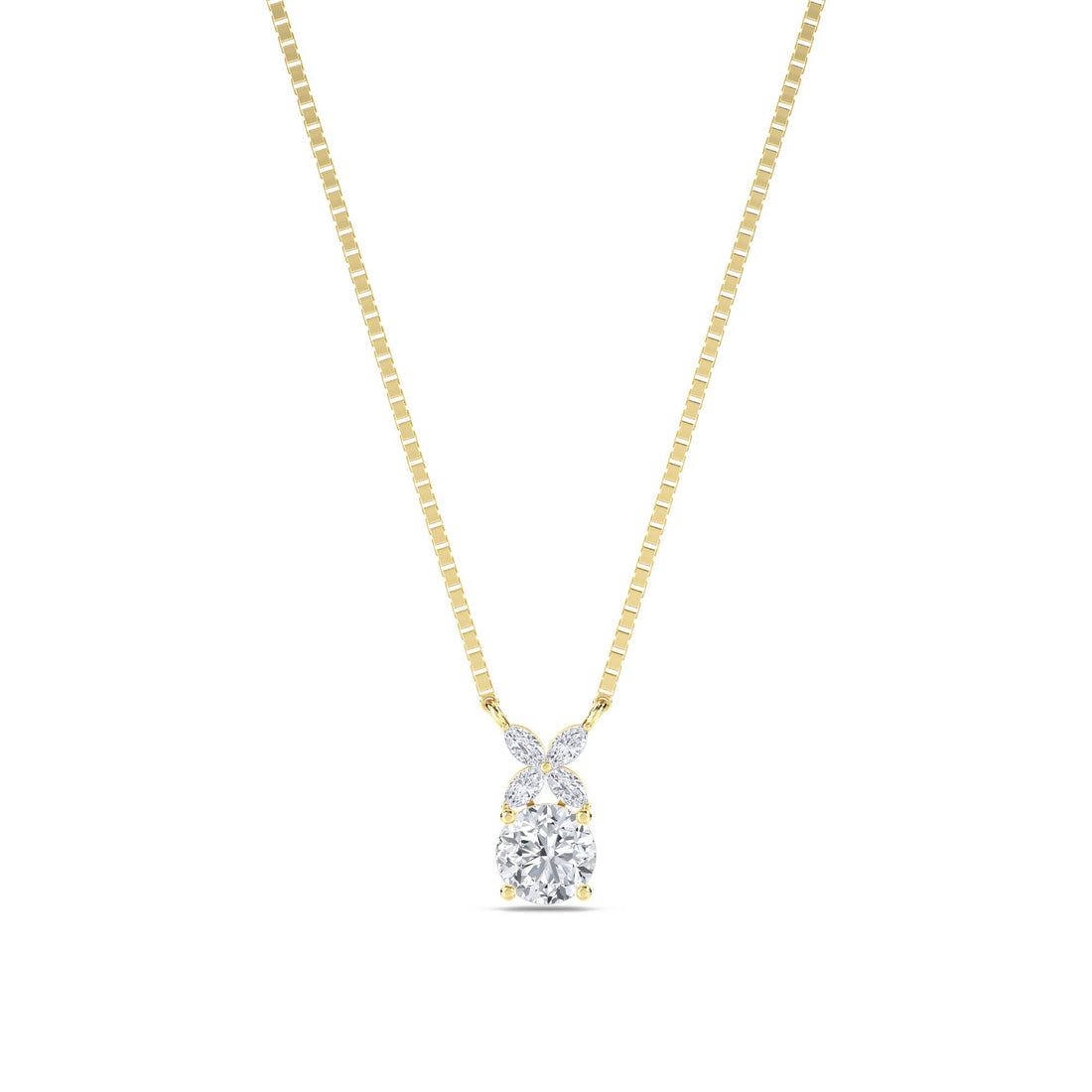 Round Marquise Bow Bail Lab Grown Diamond Pendant (Silver) - image 1