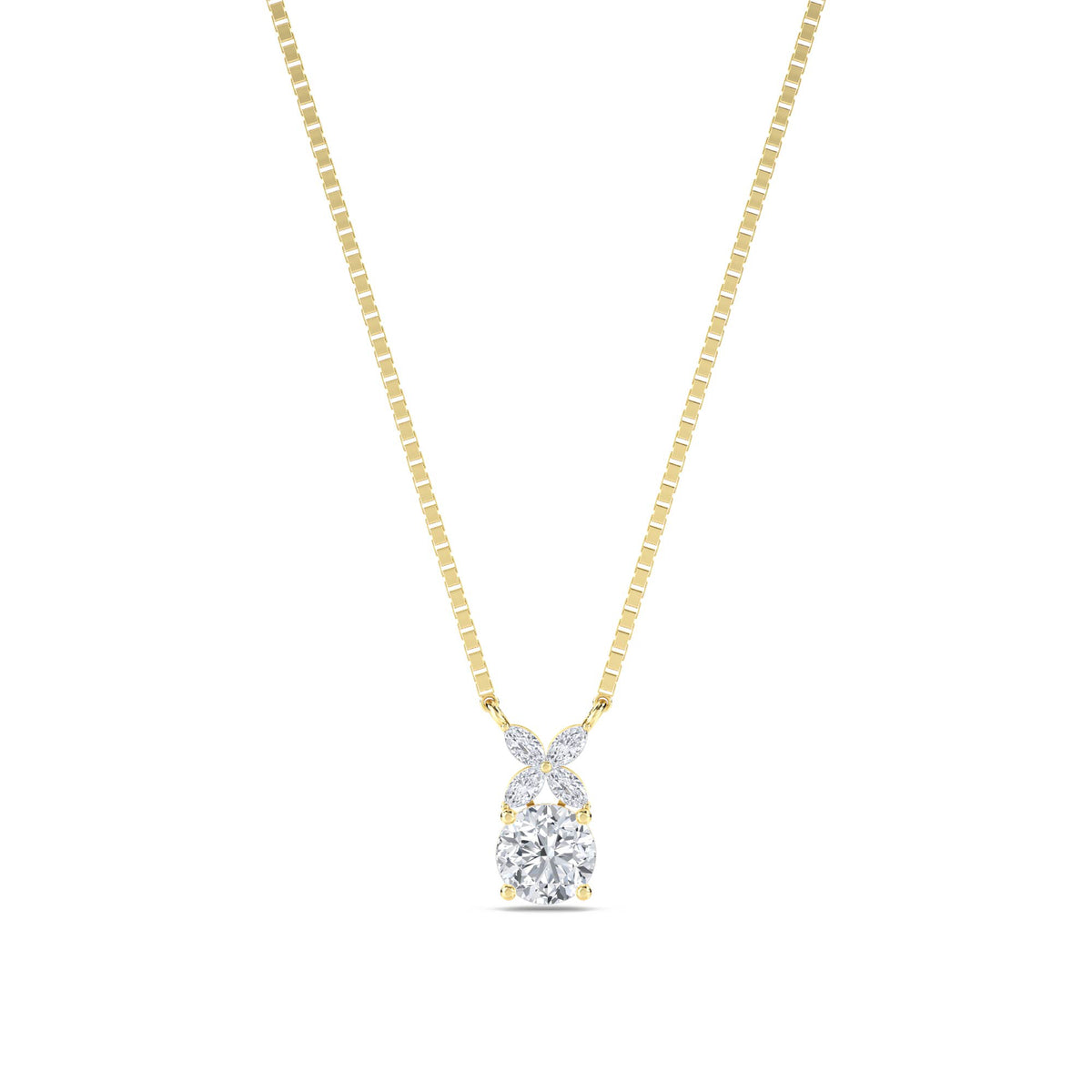 Round Marquise Bow Bail Lab Grown Diamond Pendant (Silver) - image 1