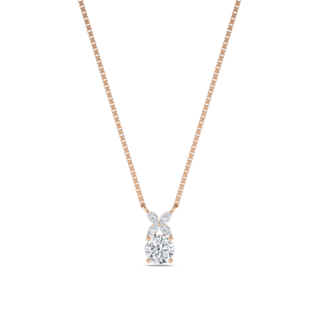 Round Marquise Bow Bail Lab Grown Diamond Pendant (Silver)