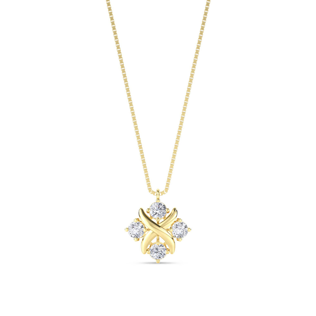 Round Cluster X Motif Lab Grown Diamond Pendant (Silver) - image 1