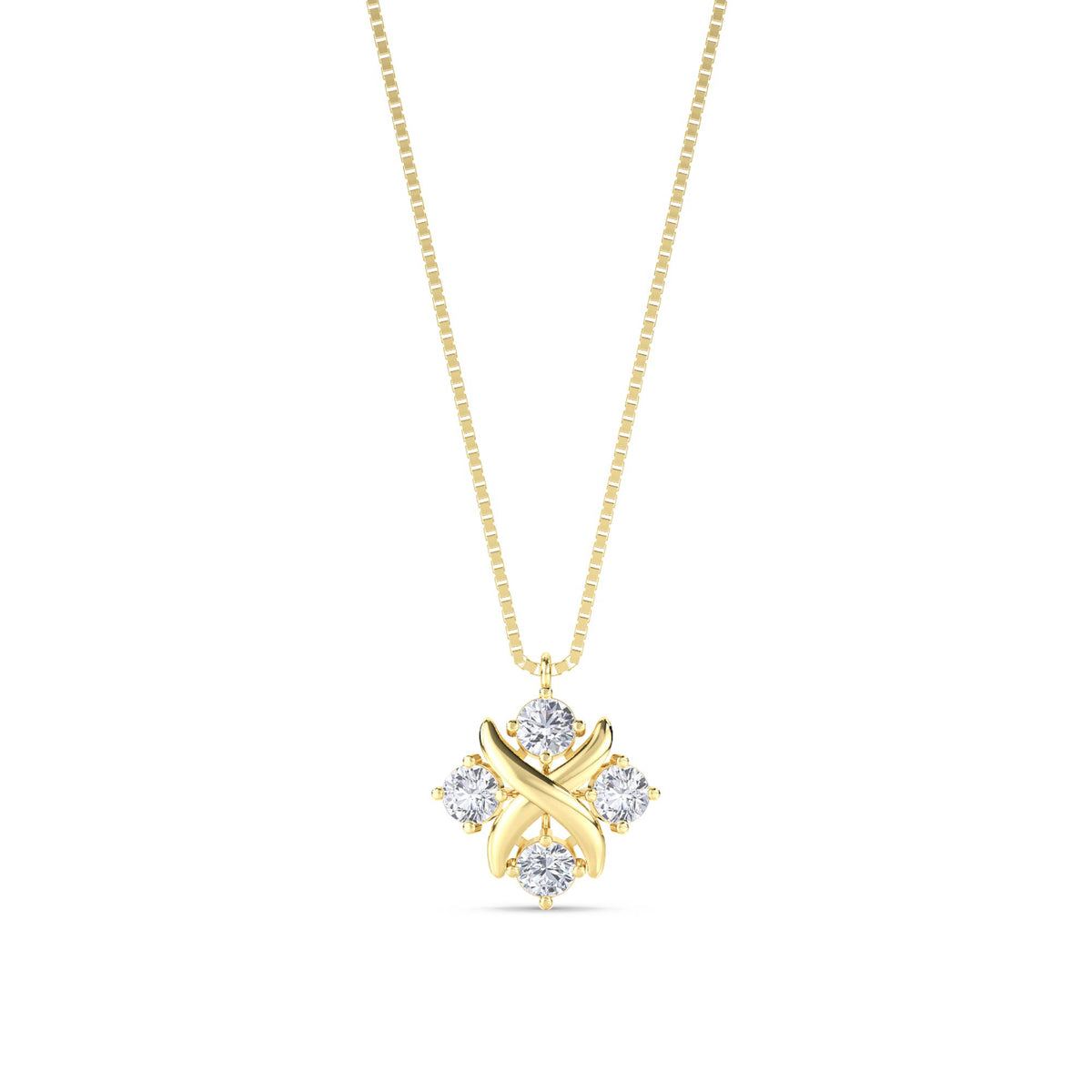 Round Cluster X Motif Lab Grown Diamond Pendant (Silver) - image 1