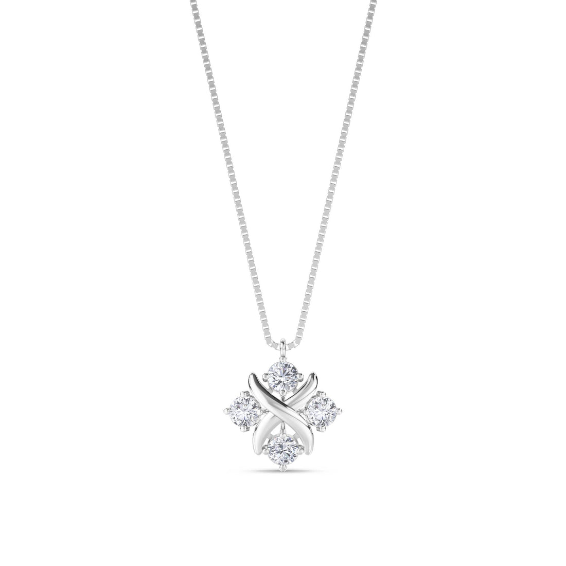 Round Cluster X Motif Lab Grown Diamond Pendant