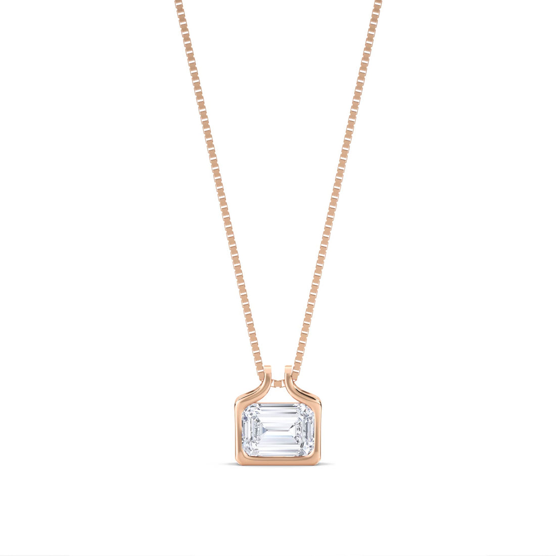 Emerald Cut Scalloped Bail Lab Grown Diamond Pendant