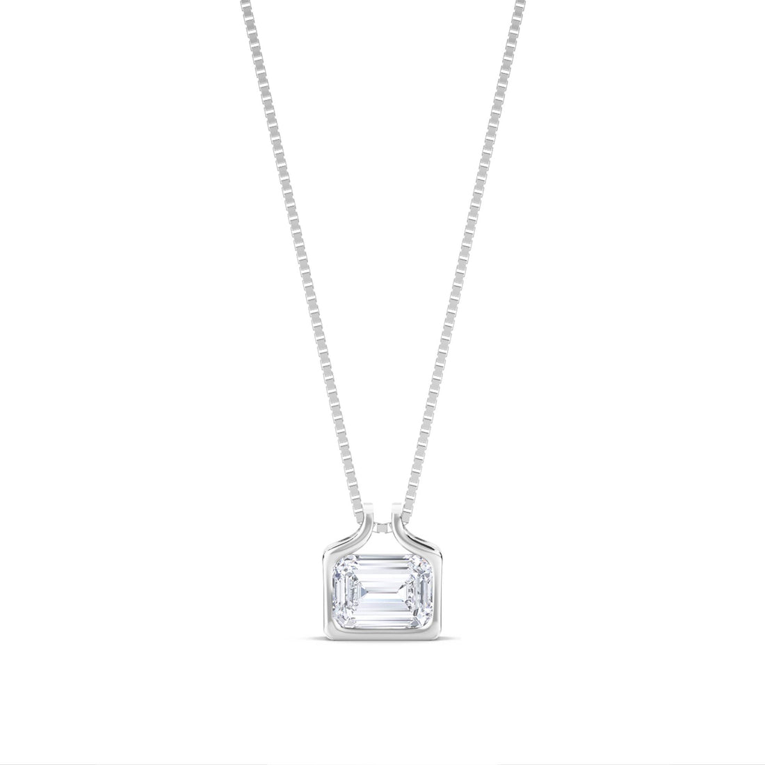 Emerald Cut Scalloped Bail Lab Grown Diamond Pendant (Silver) - image 1