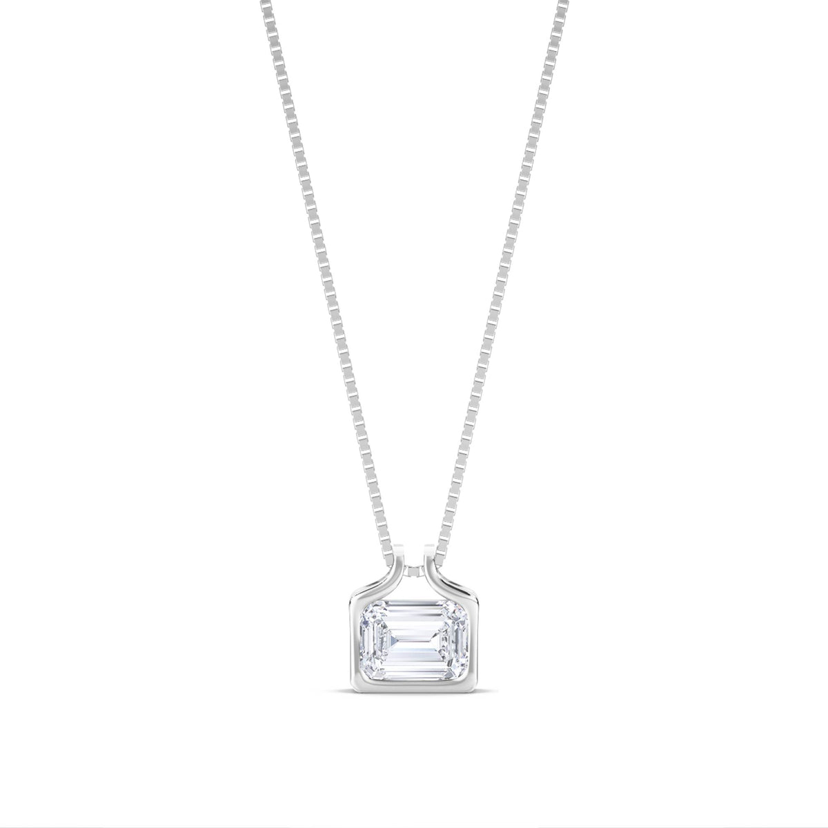 Emerald Cut Scalloped Bail Lab Grown Diamond Pendant (Silver) - image 1