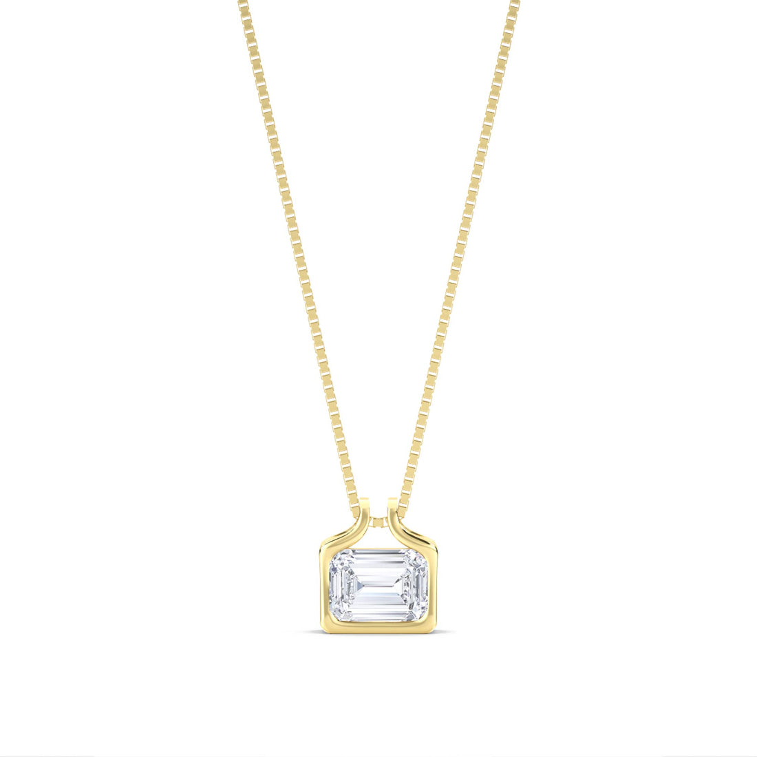 Emerald Cut Scalloped Bail Lab Grown Diamond Pendant - image 1