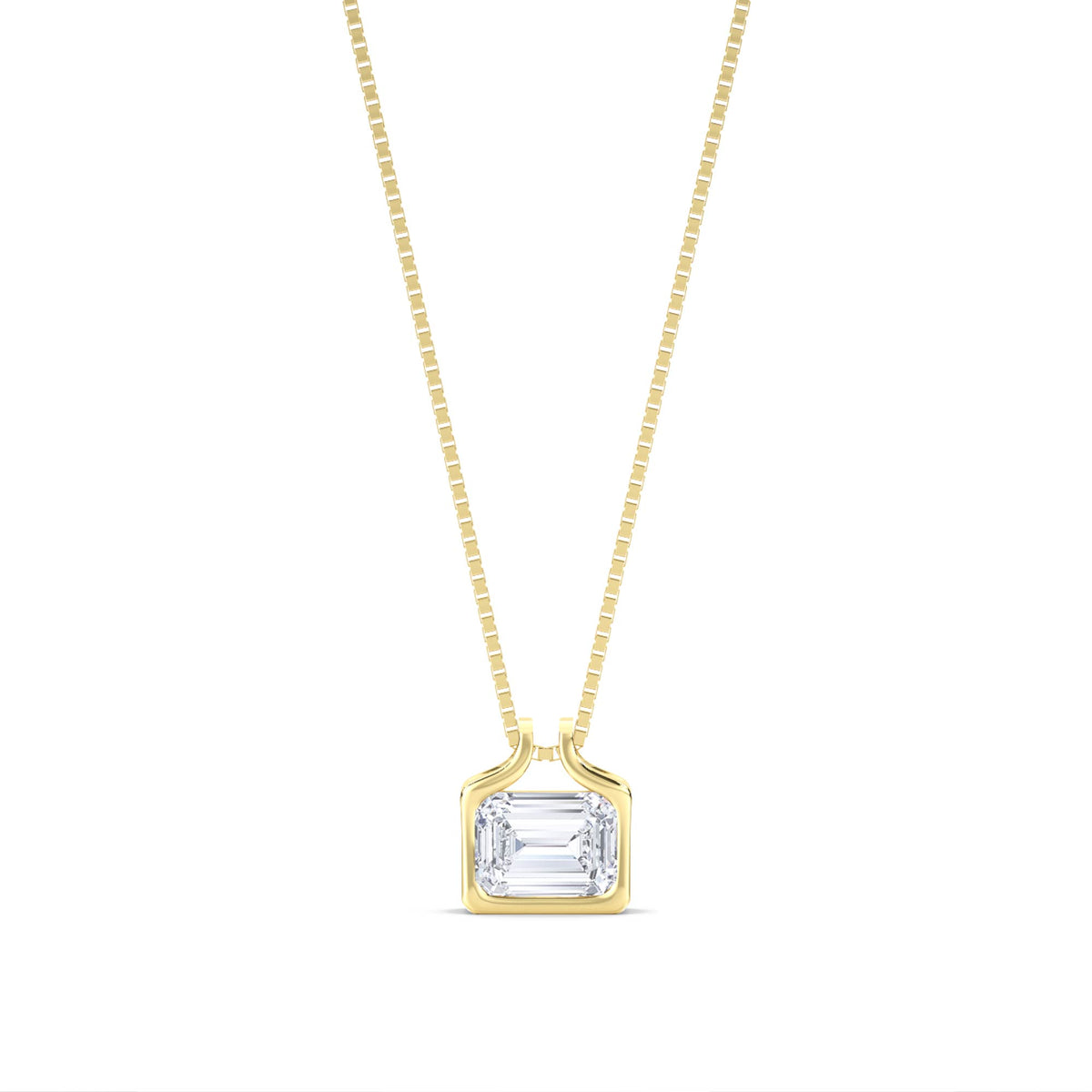 Emerald Cut Scalloped Bail Lab Grown Diamond Pendant - image 1