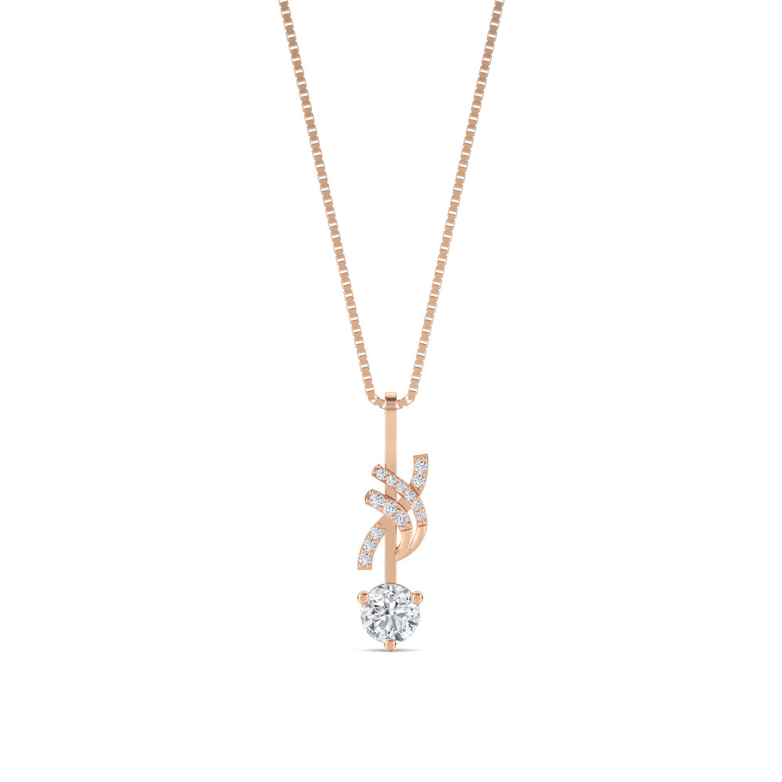 Round Ribbon Knot Bar Lab Grown Diamond Pendant