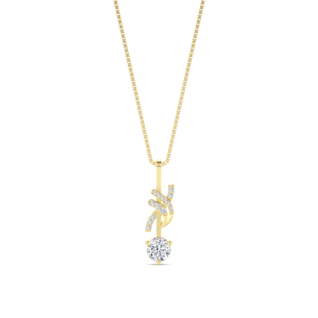 Round Ribbon Knot Bar Lab Grown Diamond Pendant - image 1