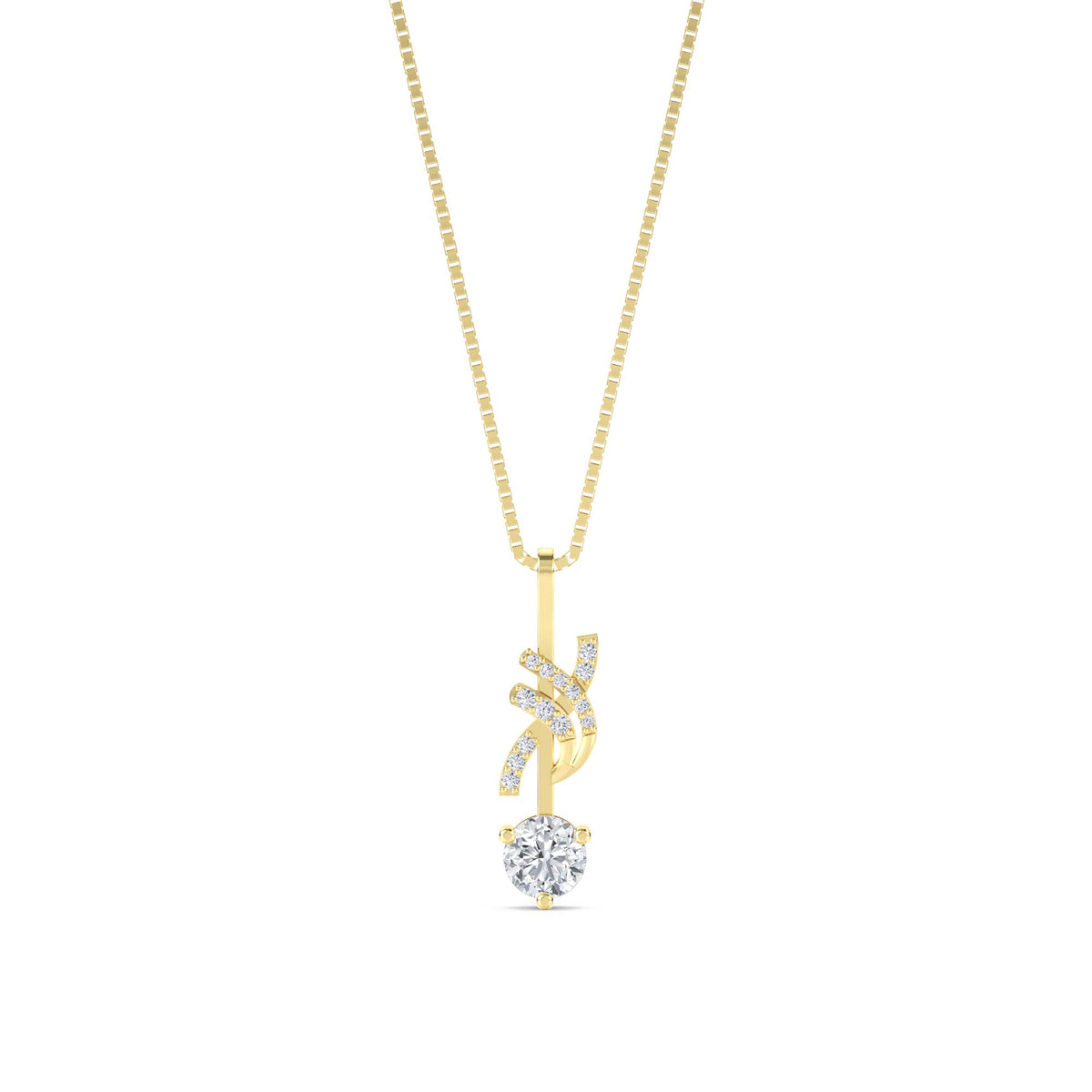 Round Ribbon Knot Bar Lab Grown Diamond Pendant - image 1