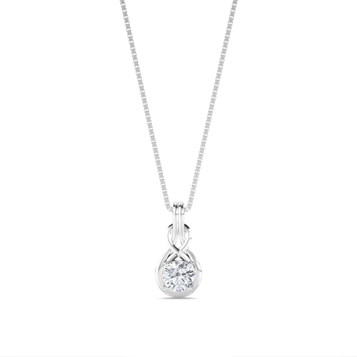 Round Celtic Love Knot Lab Grown Diamond Pendant (Silver) - image 1