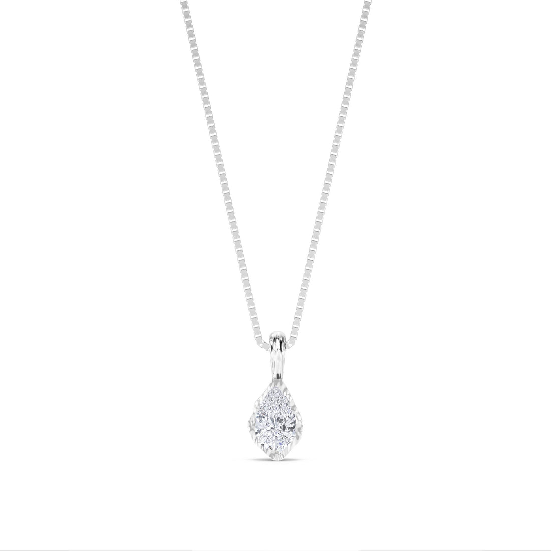 Pear Cluster Teardrop Lab Grown Diamond Pendant (Silver) - image 1