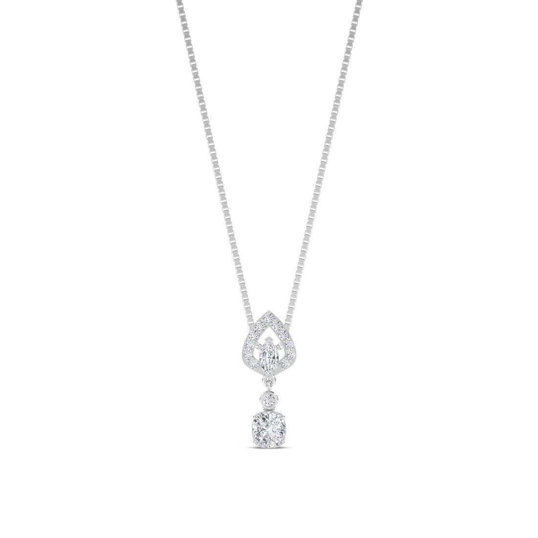 Marquise Cushion Tiered Kite Lab Grown Diamond Pendant (Silver) - image 1