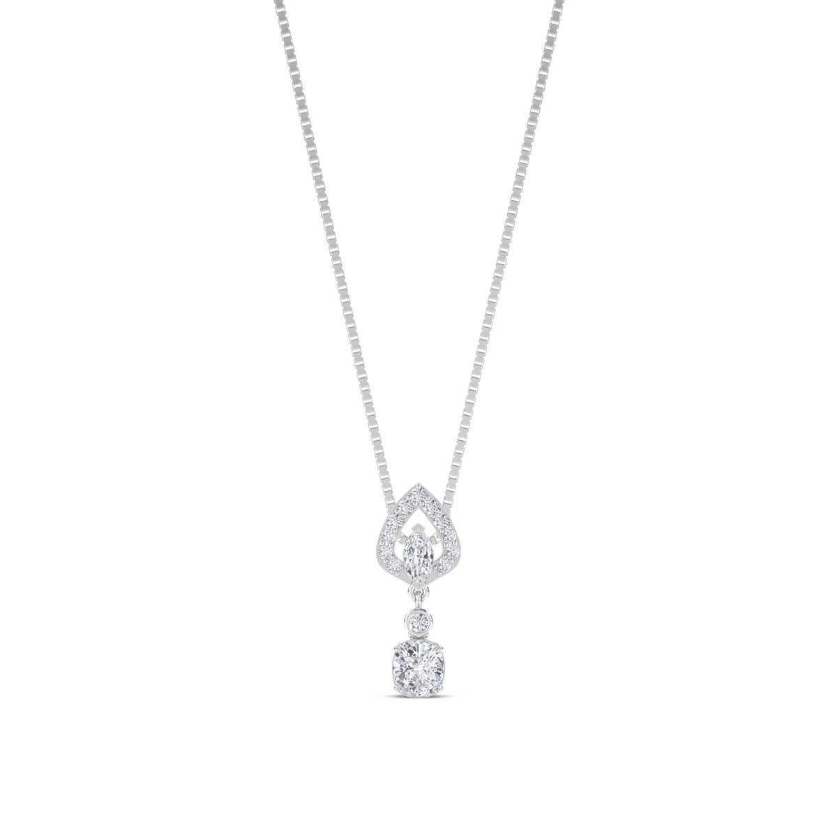 Marquise Cushion Tiered Kite Lab Grown Diamond Pendant (Silver) - image 1